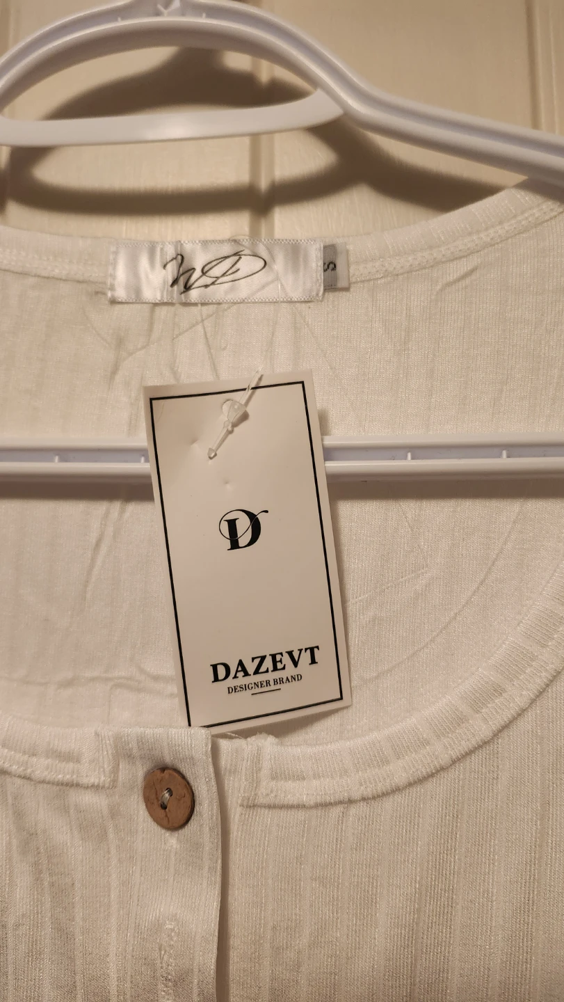 DAZEVT White Ribbed Long Sleeve Button-Up Top - photo 2