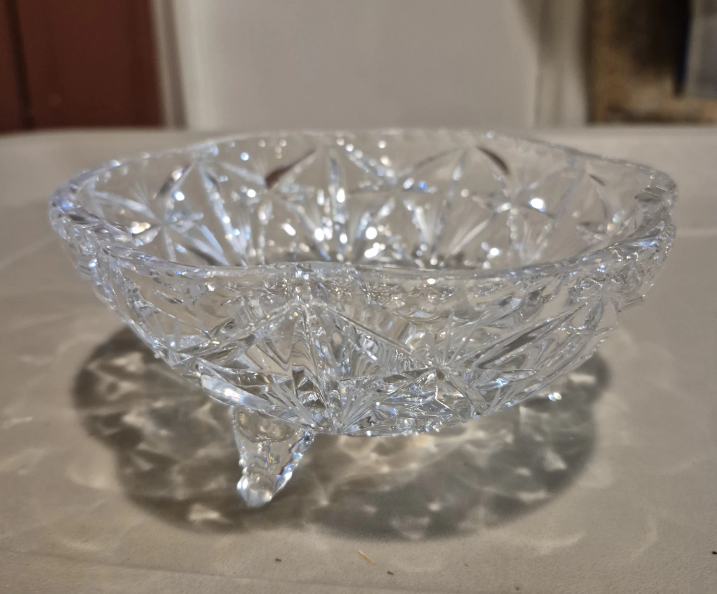 Glass candy dish with feet