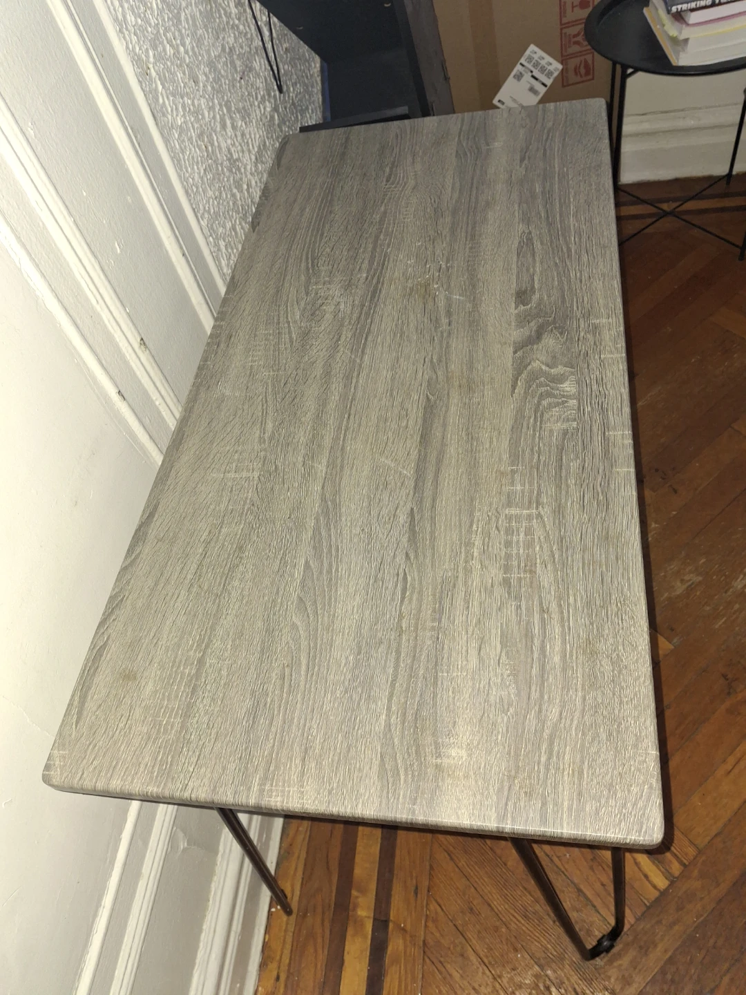 Gray Wood Grain Desk with Black Hairpin Legs - photo 2