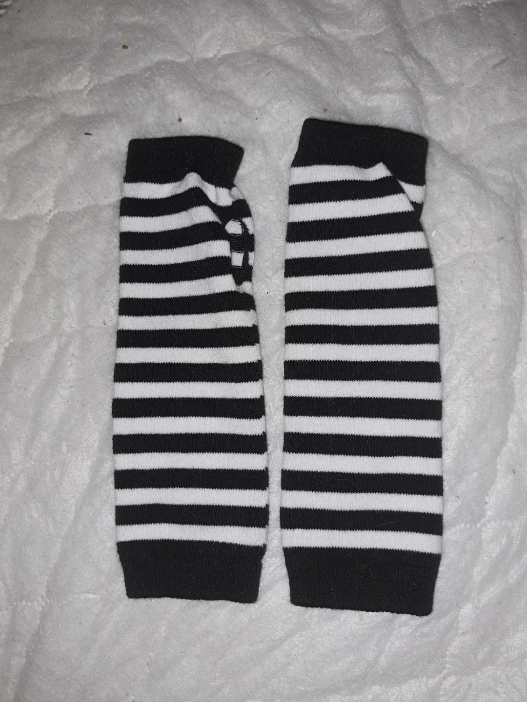 Black and White Striped Fingerless Gloves