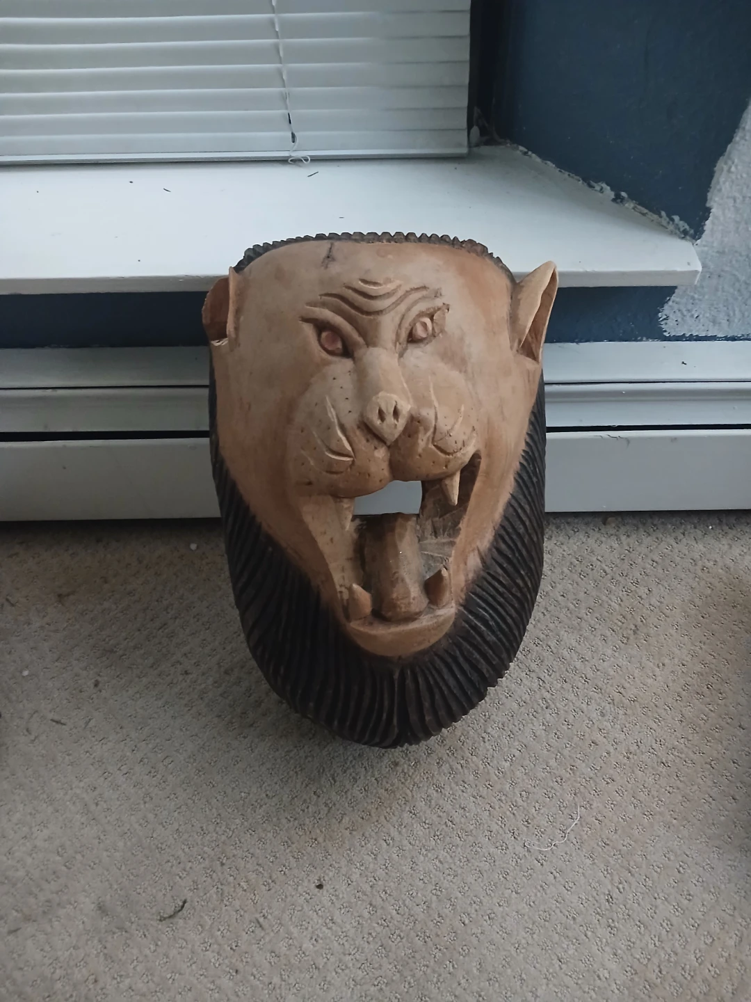 Carved Wooden Lion Mask