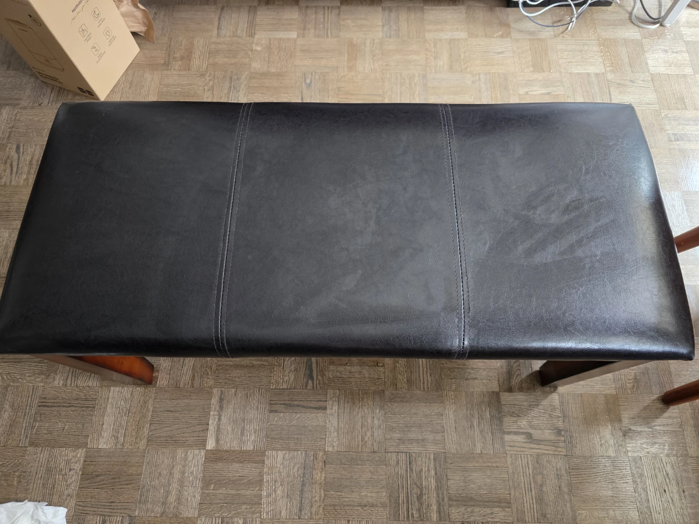 Black and dark wooden bench - photo 2