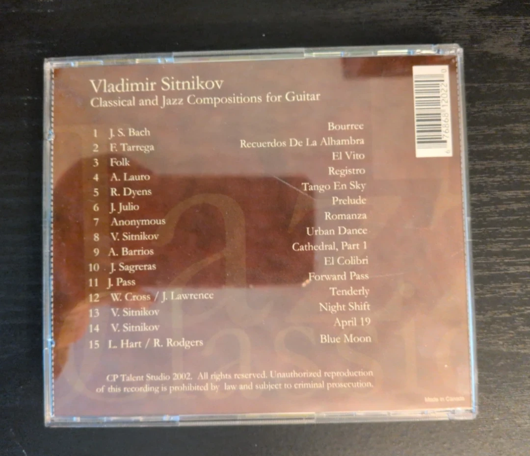Vladimir Sitnikov Classical and Jazz Compositions for Guitar CD - photo 2