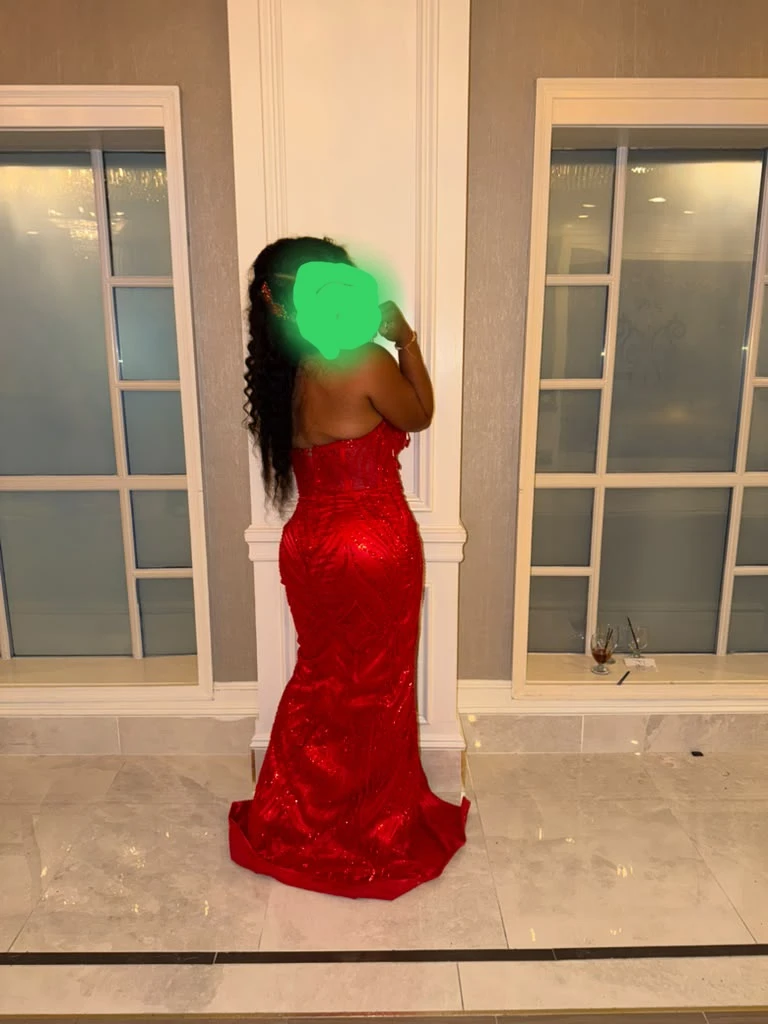 Red Sequined Mermaid Prom Dress