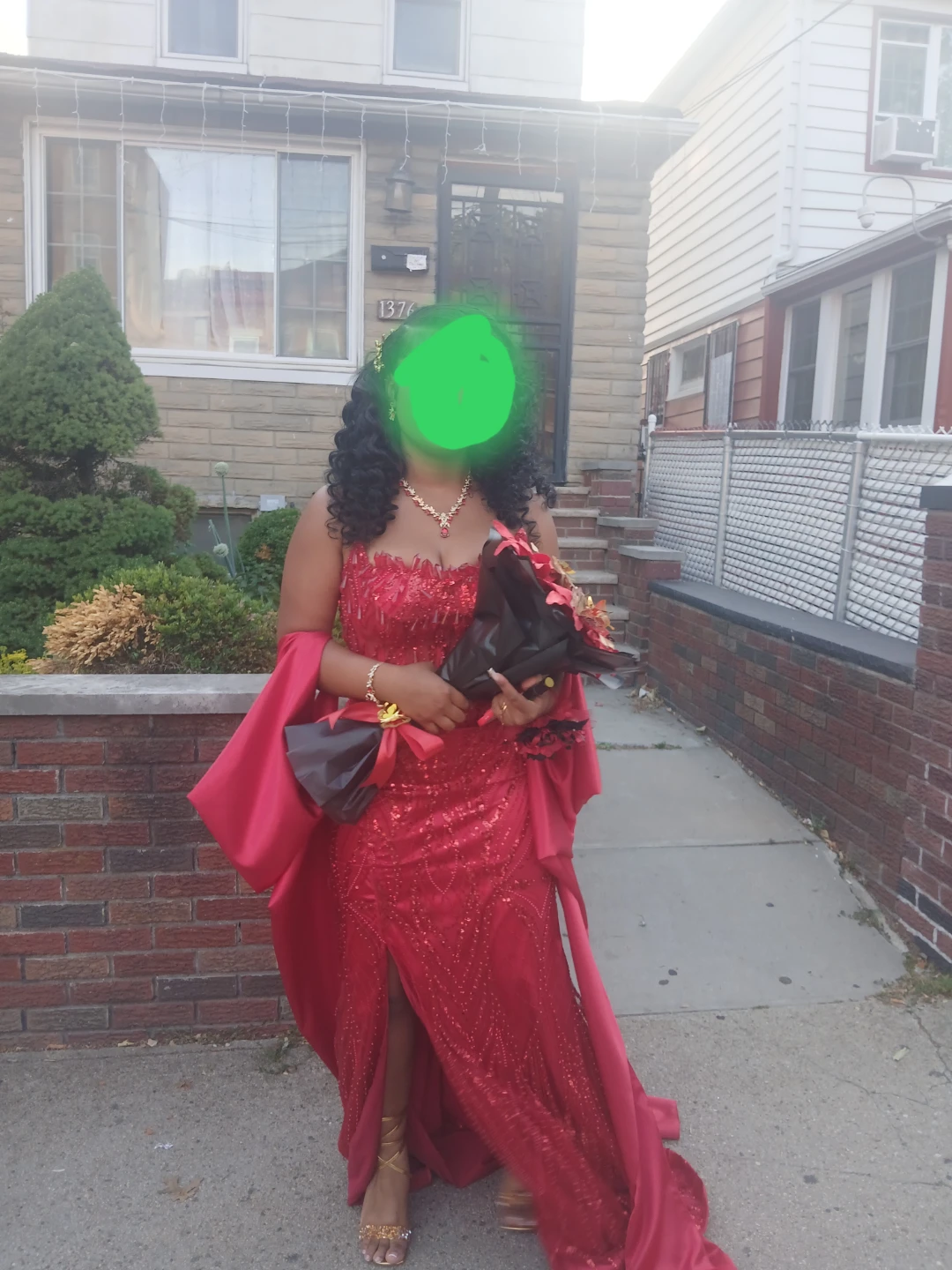 Red Sequined Mermaid Prom Dress - photo 2