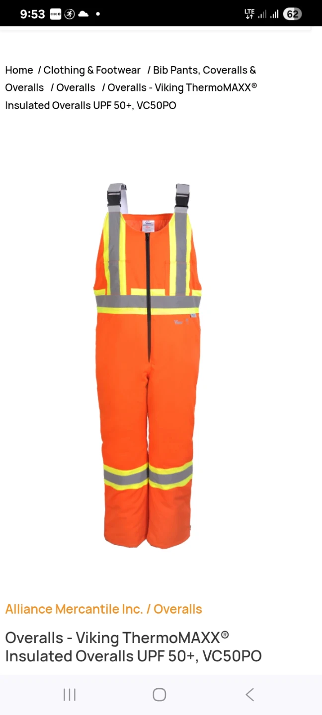 Viking ThermoMAXX Insulated Overalls UPF 50+ - Size M