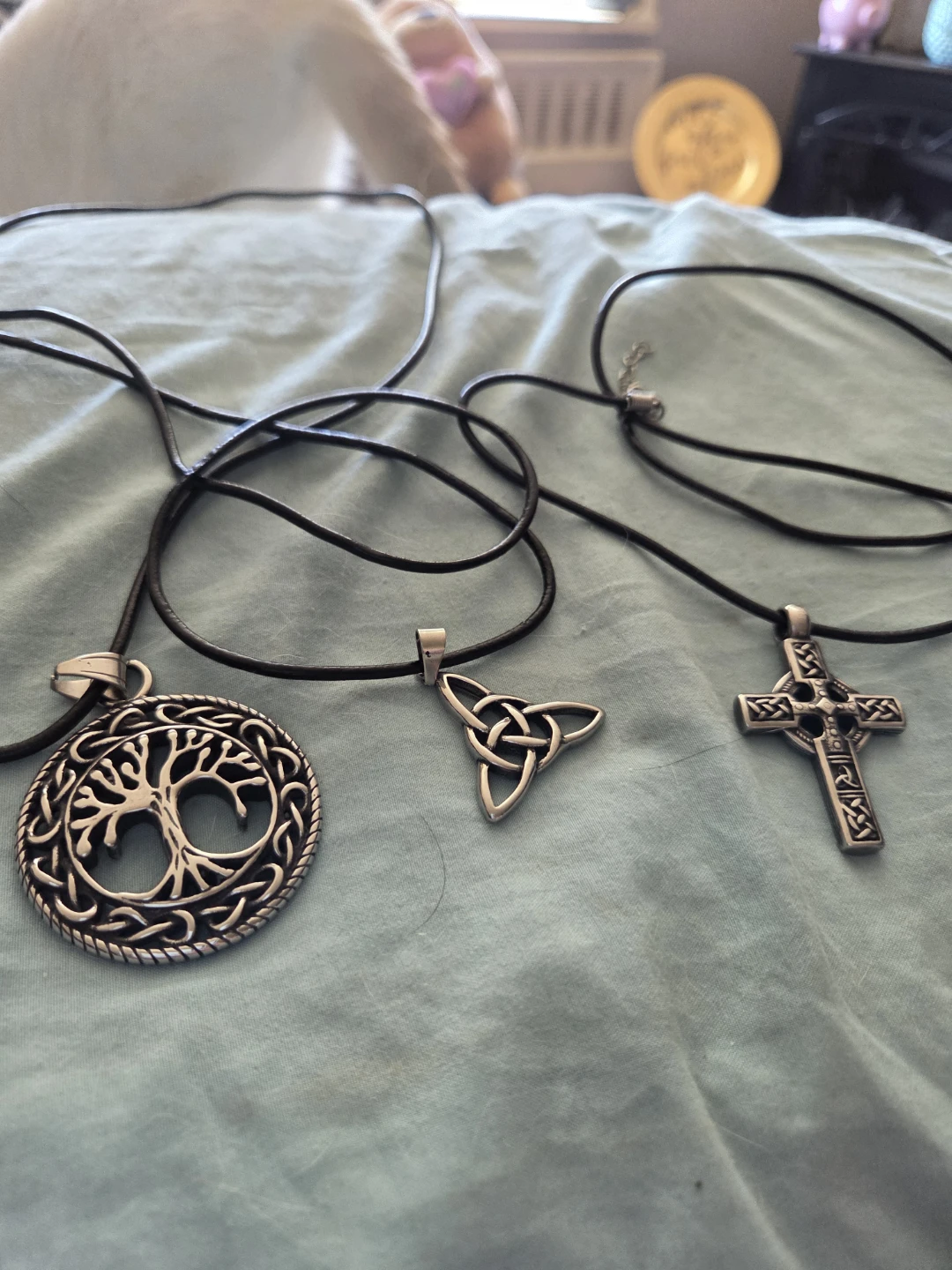3 Necklaces: Tree of Life, Triquetra, Celtic Cross