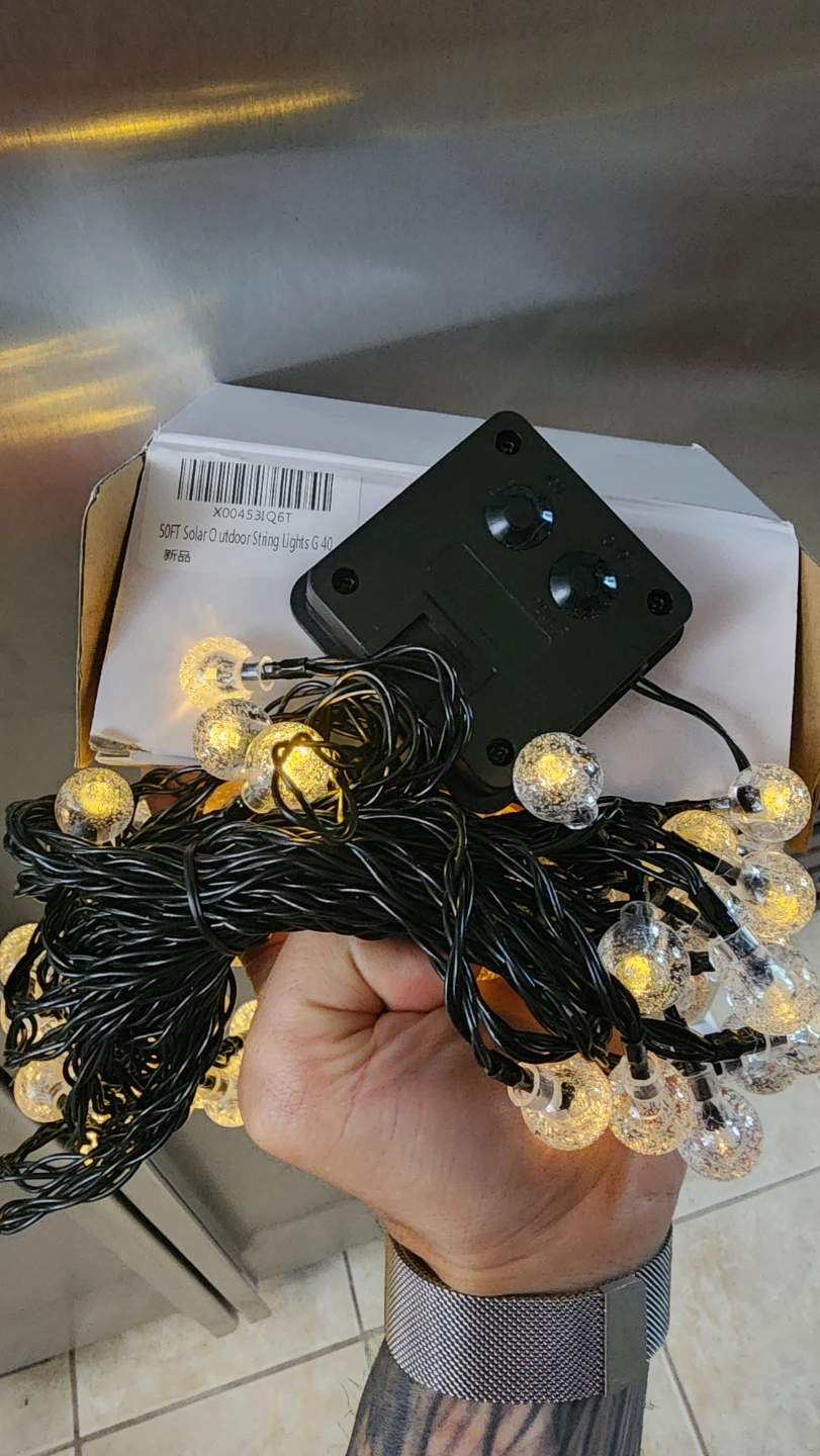 50ft Solar Outdoor String Lights Warm White
