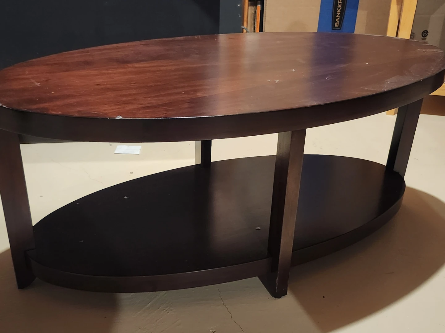 Oval Coffee Table with Lower Shelf