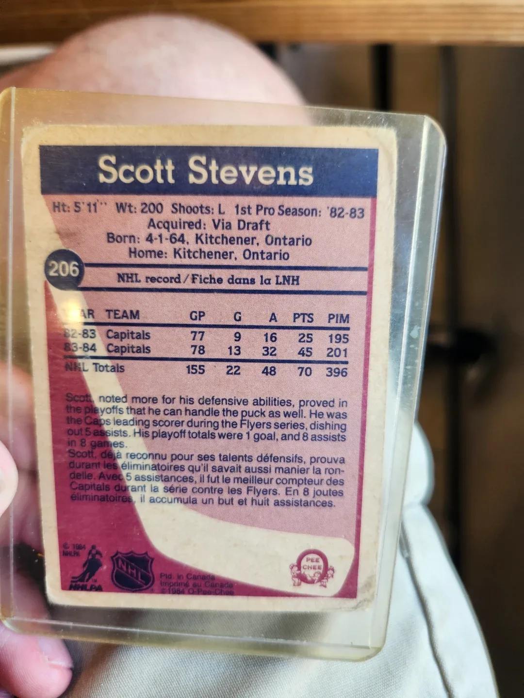 1984-85 Topps Scott Stevens Hockey Card #206 - photo 2