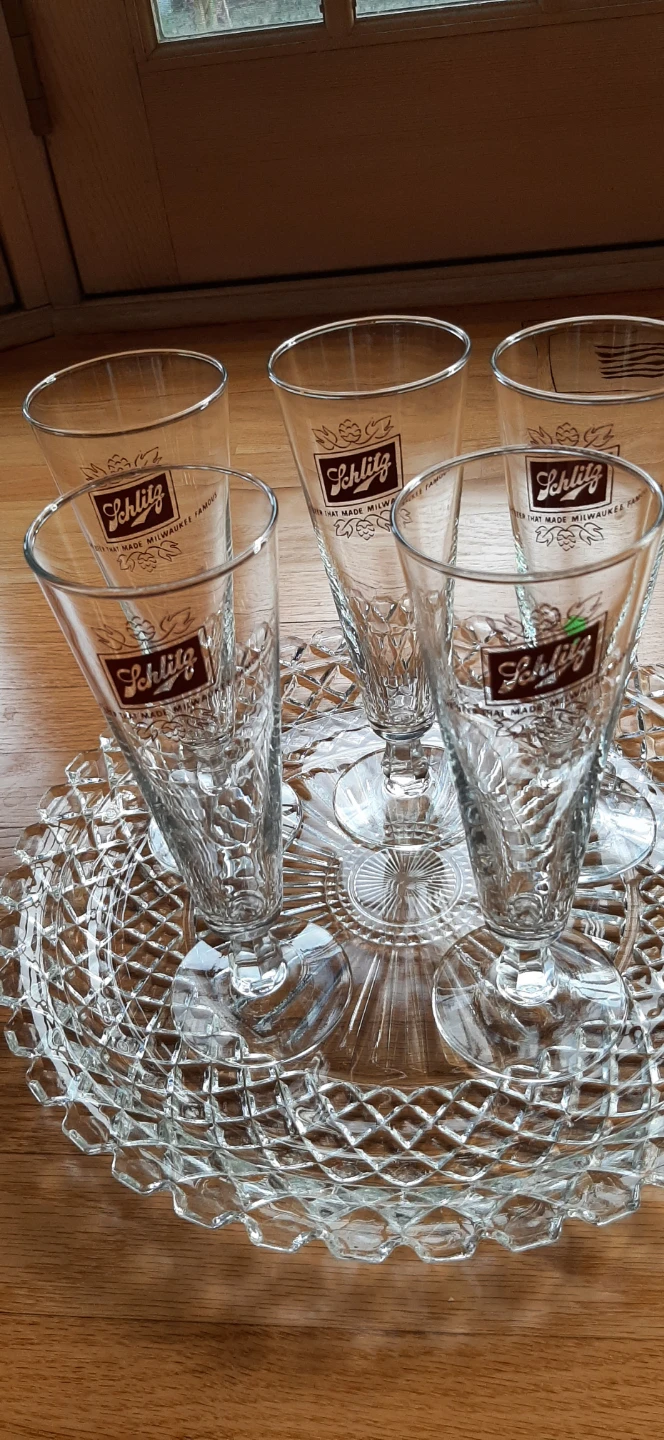 Set of Schlitz branded beer glasses