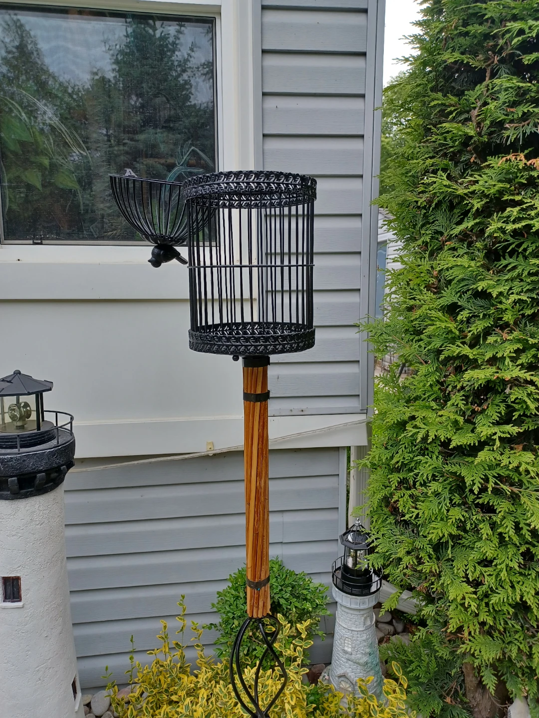 Decorative Bird Cage with Blue Bird on Wrough IronStand - photo 3