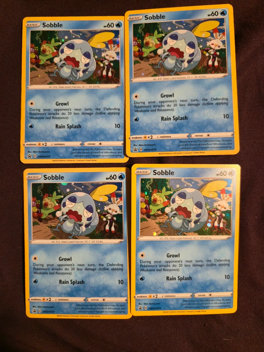 4x Pokémon Sobble Trading Cards
