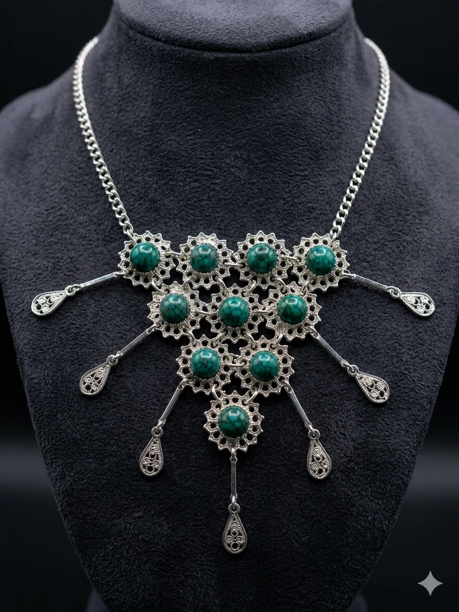 Statement Necklace with Turquoise-like Stones