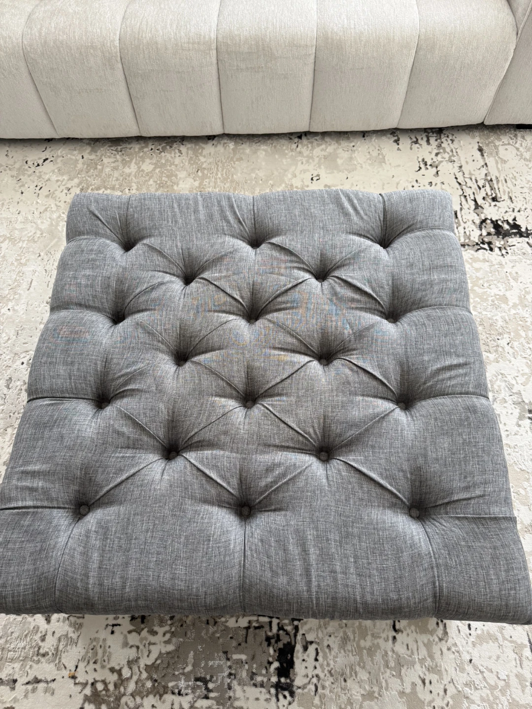 Tufted Ottoman with Mirrored Base - photo 4