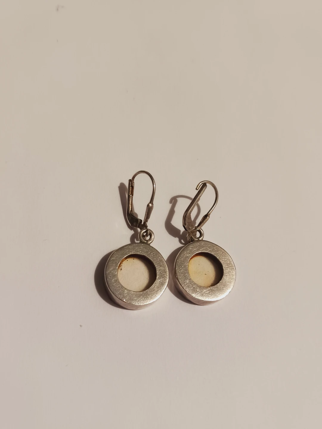 Sterling Silver 925 Stamped Round Drop Earrings - photo 4