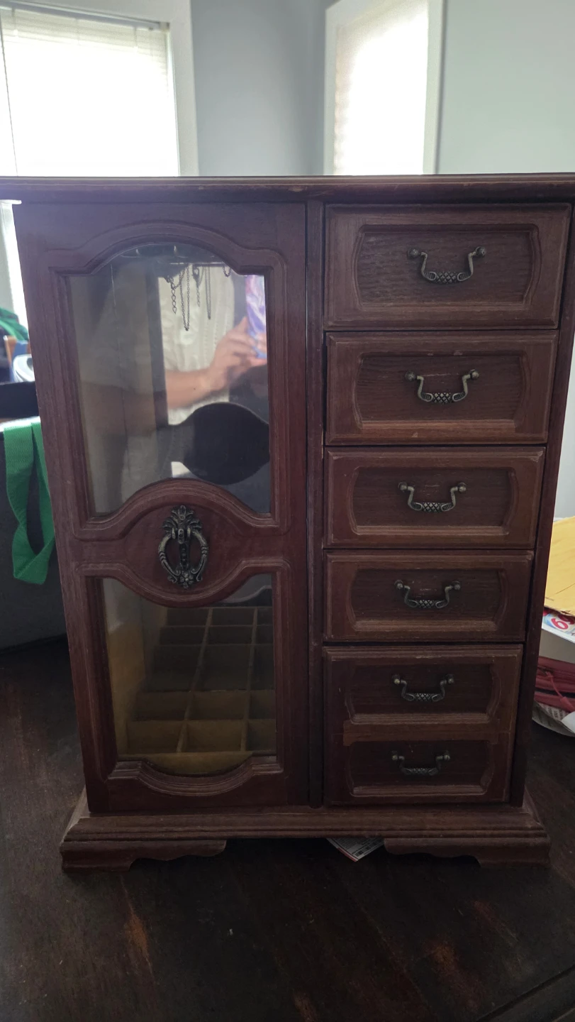 Wooden Jewelry Box with Mirror