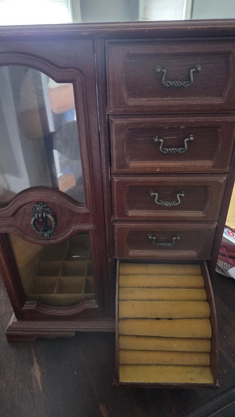 Wooden Jewelry Box with Mirror - photo 4