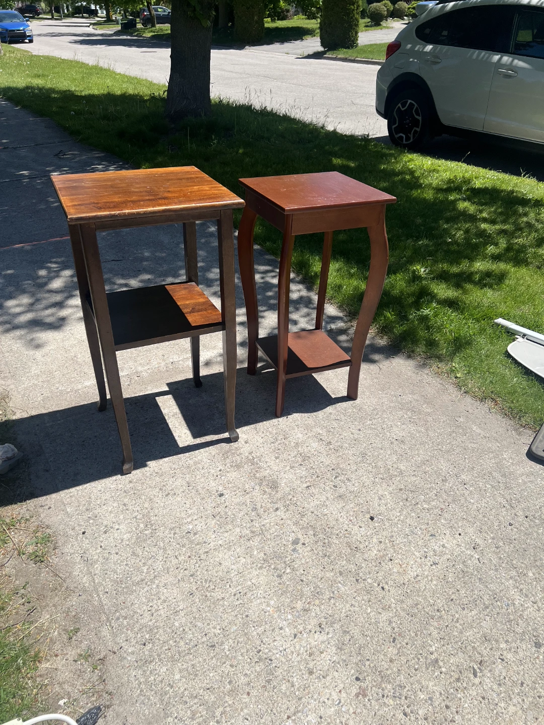 Two wooden accent tables