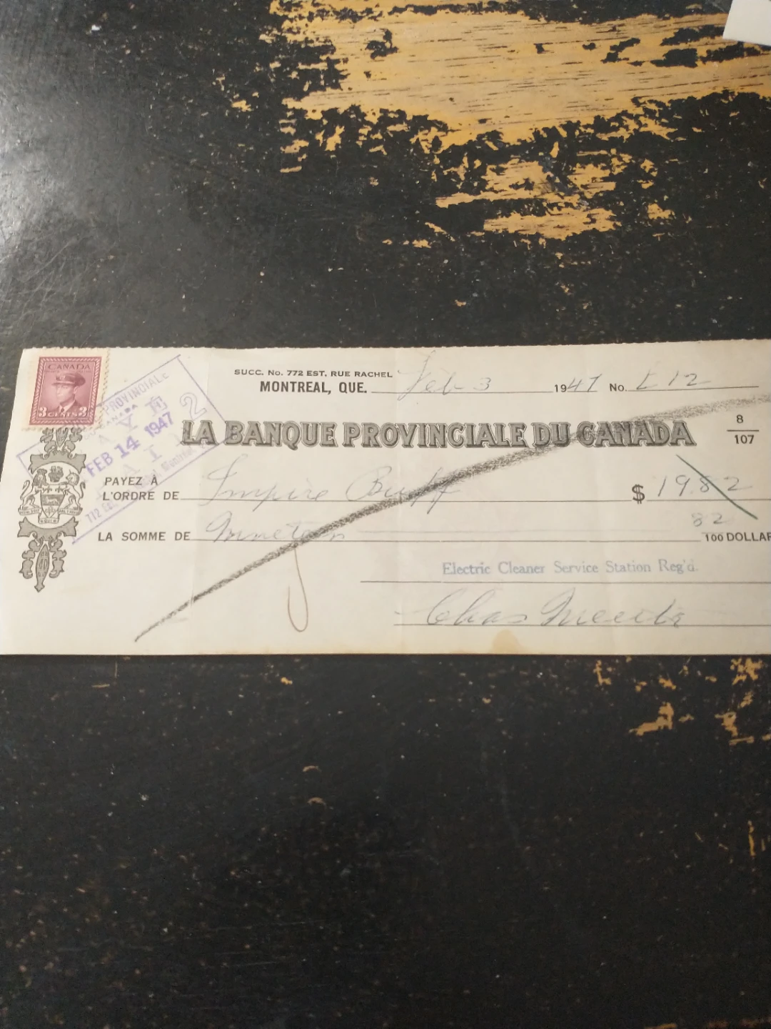 1947 La Banque Provinciale Du Canada cashed cheques (3) - photo 4