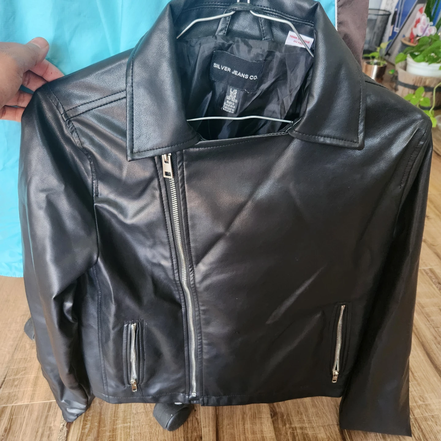 Silver Jeans Co. Black Faux Leather Moto Jacket