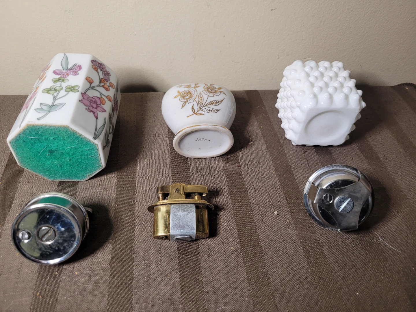 3 Vintage  Floral Porcelain Petrol Table Lighter Germany Japan - photo 2