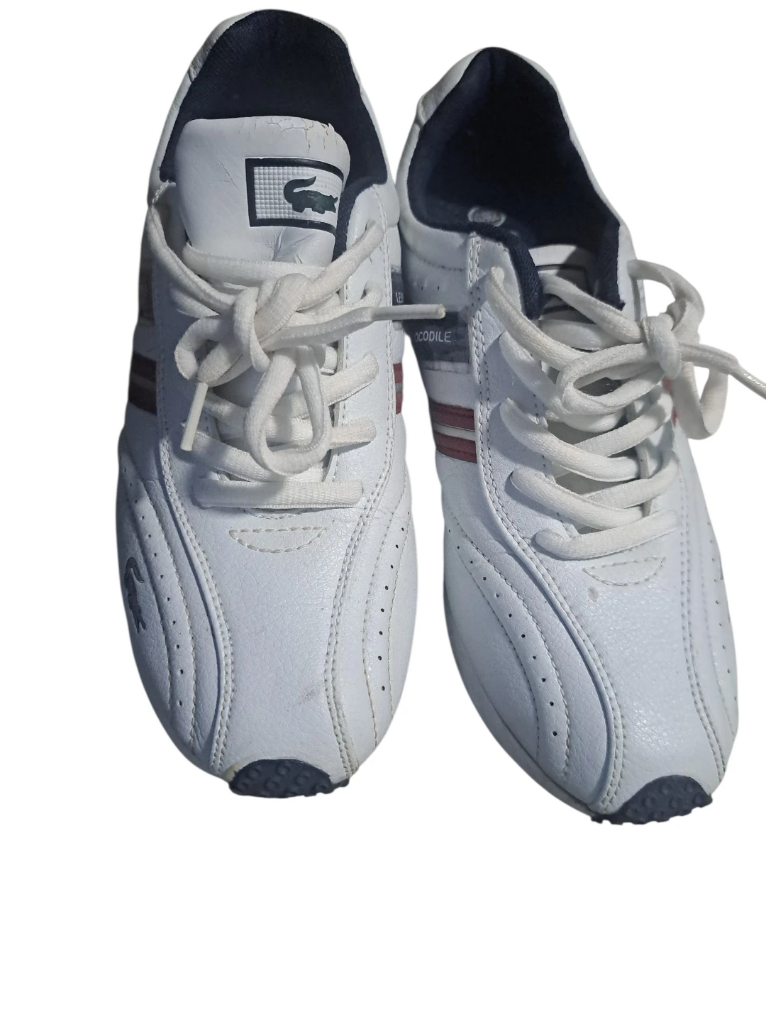 White Lacoste Leisure Crocodile Sneakers - photo 2