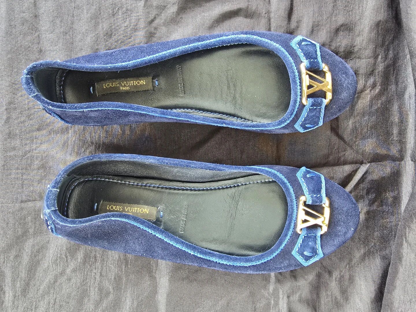 Louis Vuitton Navy Suede Ballet Flats - Size 35