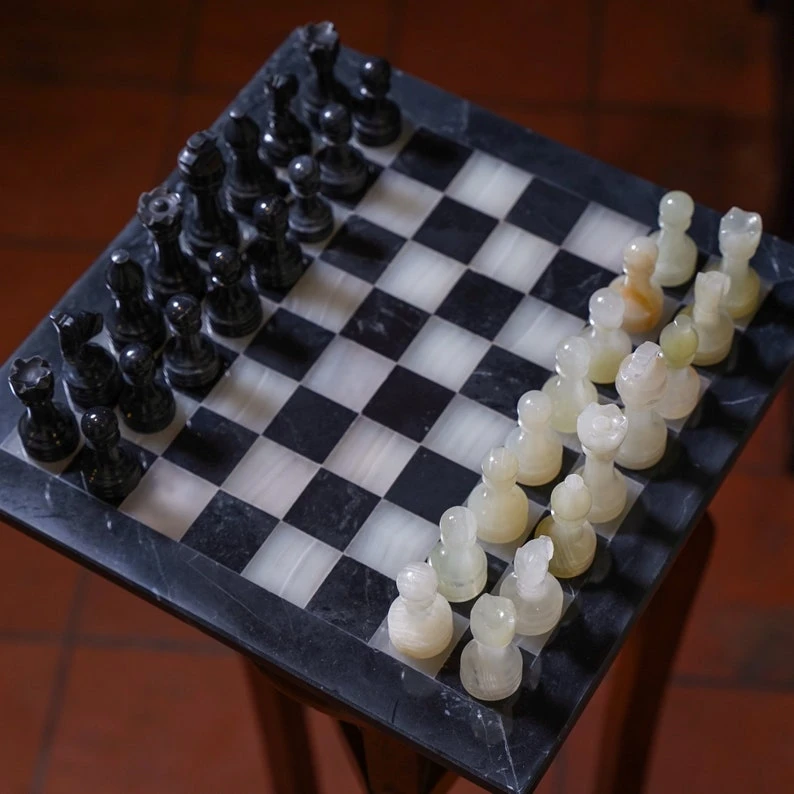 Vintage Marble and Onyx Chess Board