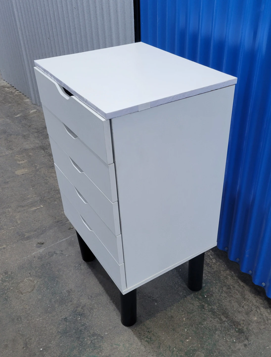 Tall White 5-Drawer Chest with Black Legs - photo 2