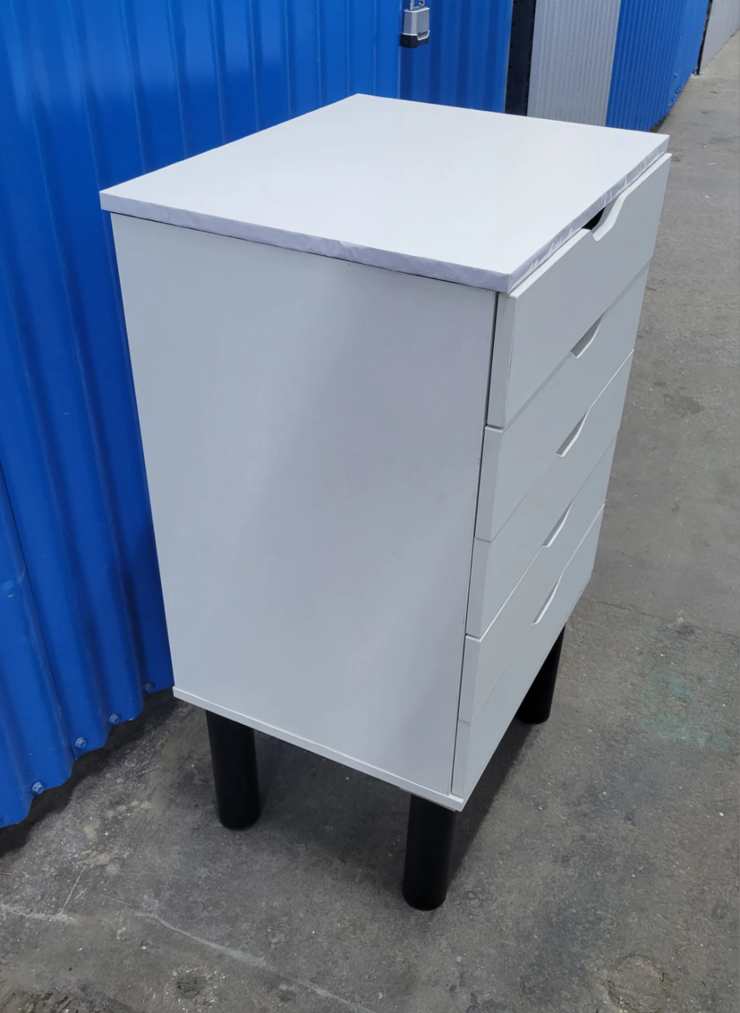 Tall White 5-Drawer Chest with Black Legs - photo 3