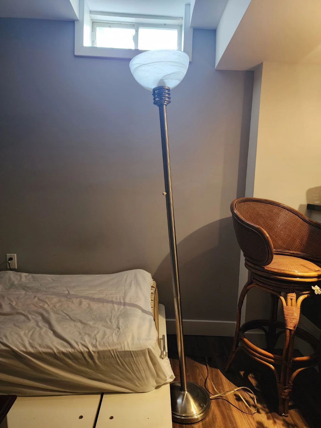 Torchiere Floor Lamp with Marbled Glass Shade - photo 2