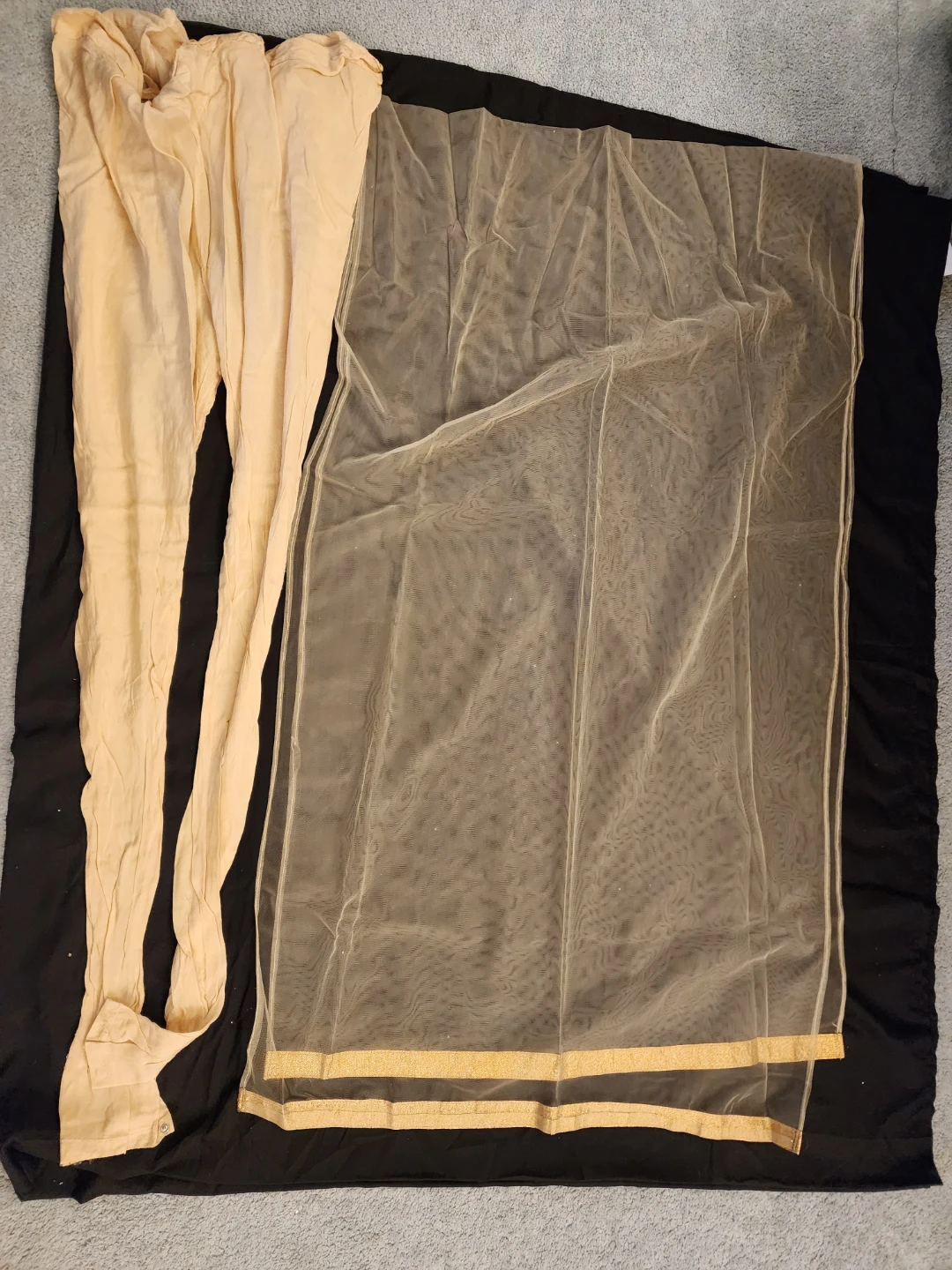 Gold Embroidered Maxi Dress with Dupatta and Pants - photo 3