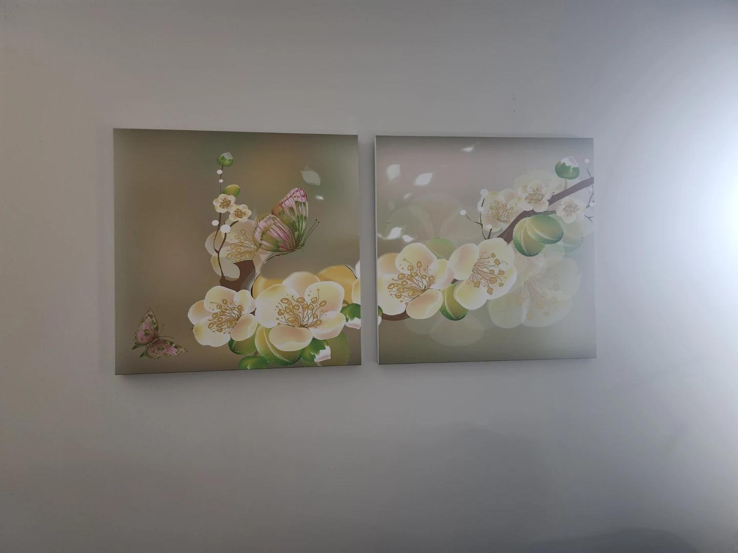 Set of 2 Butterfly and Cherry Blossom Canvas Art Prints