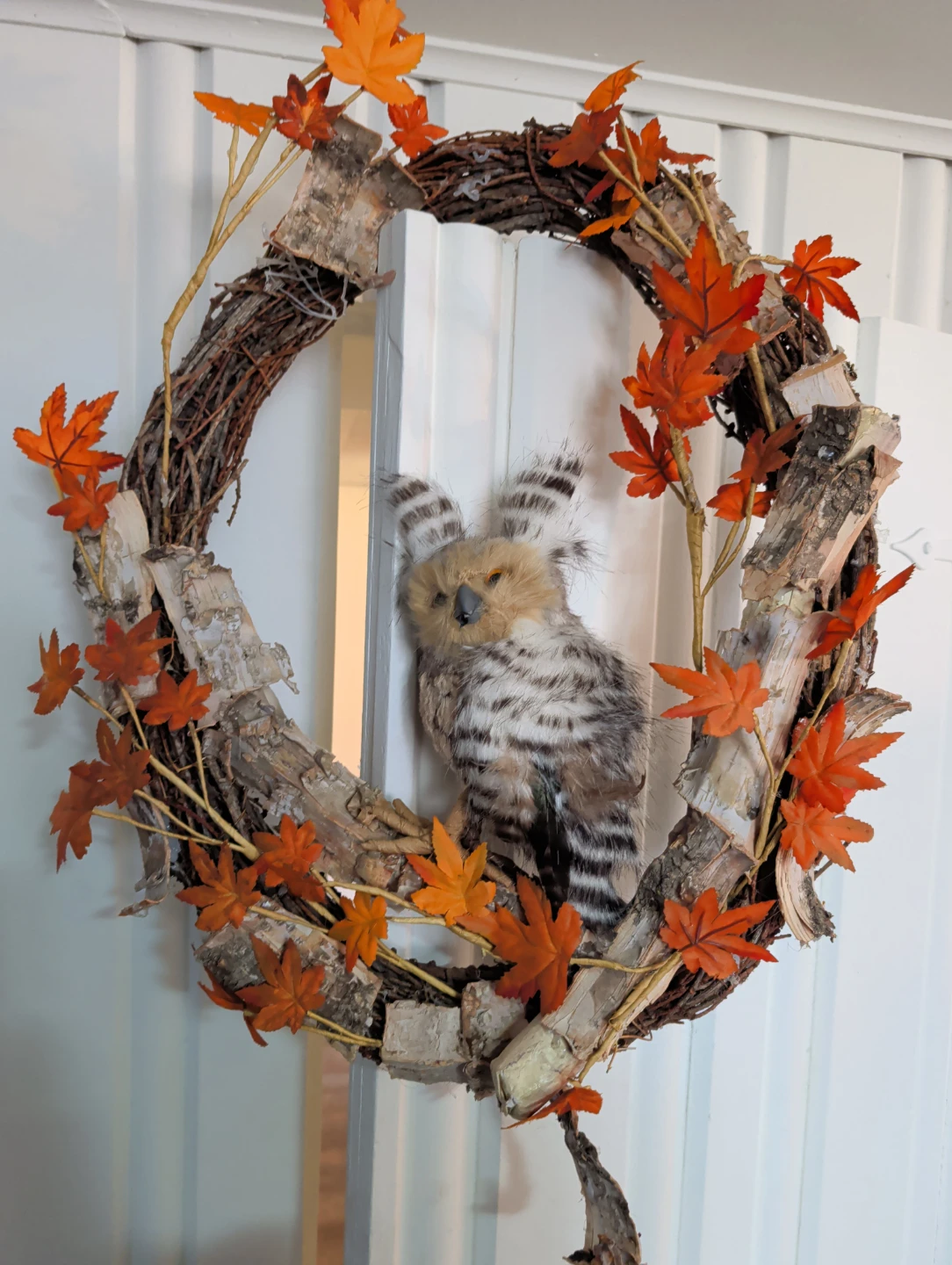 Fall Harvest Wreath with Owl
