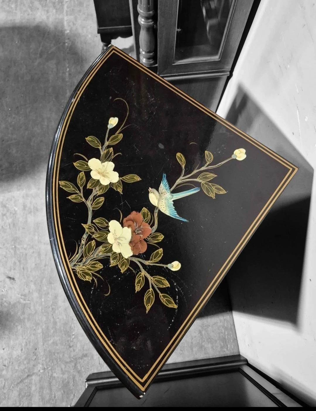 Vintage Black Lacquer Curved Corner Cabinet - photo 5