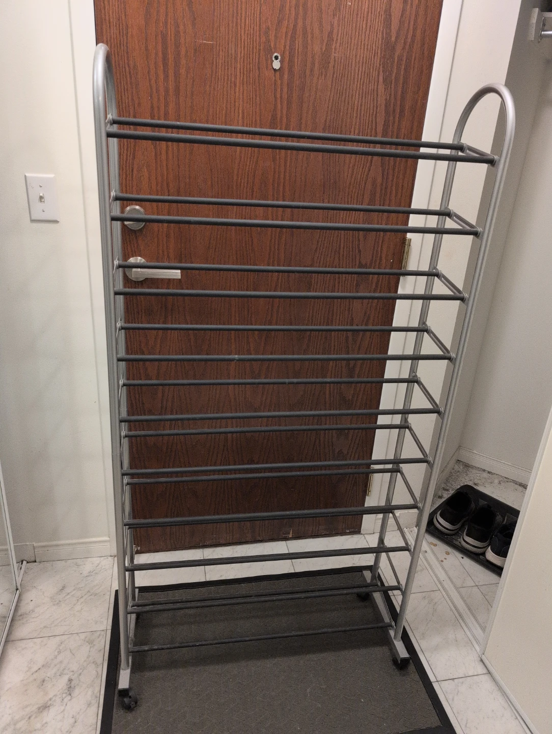 10-Tier Metal Shoe Rack with Wheels