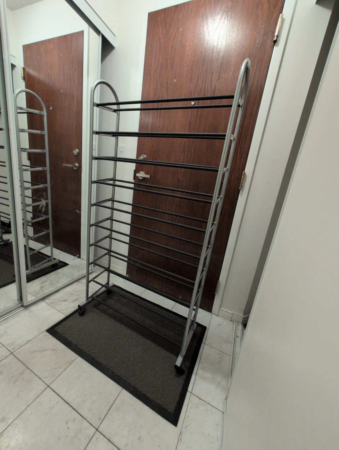 10-Tier Metal Shoe Rack with Wheels - photo 2