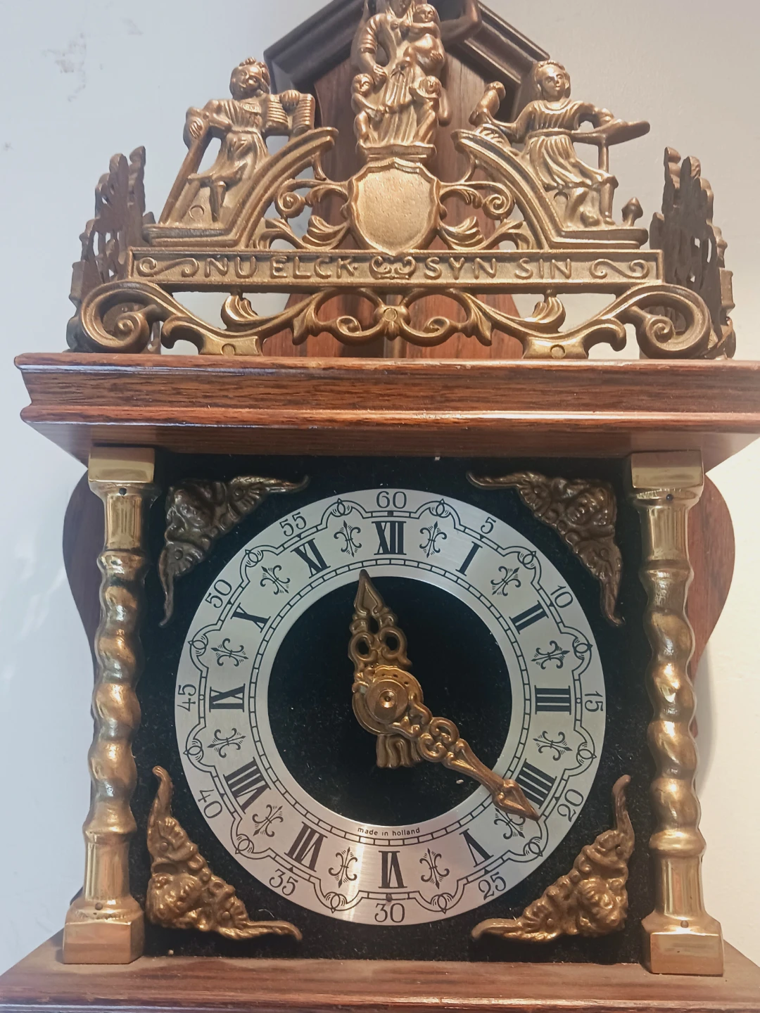 Antique Wooden Cuckoo Clock with Ornate Metal Details - photo 4