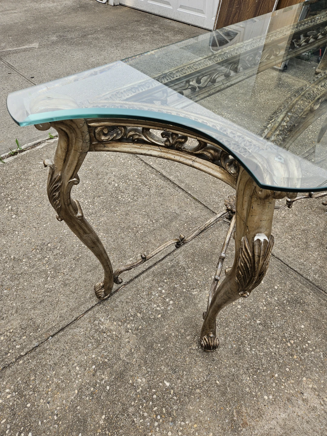 Beautiful louis xv style glasstop console table - photo 3