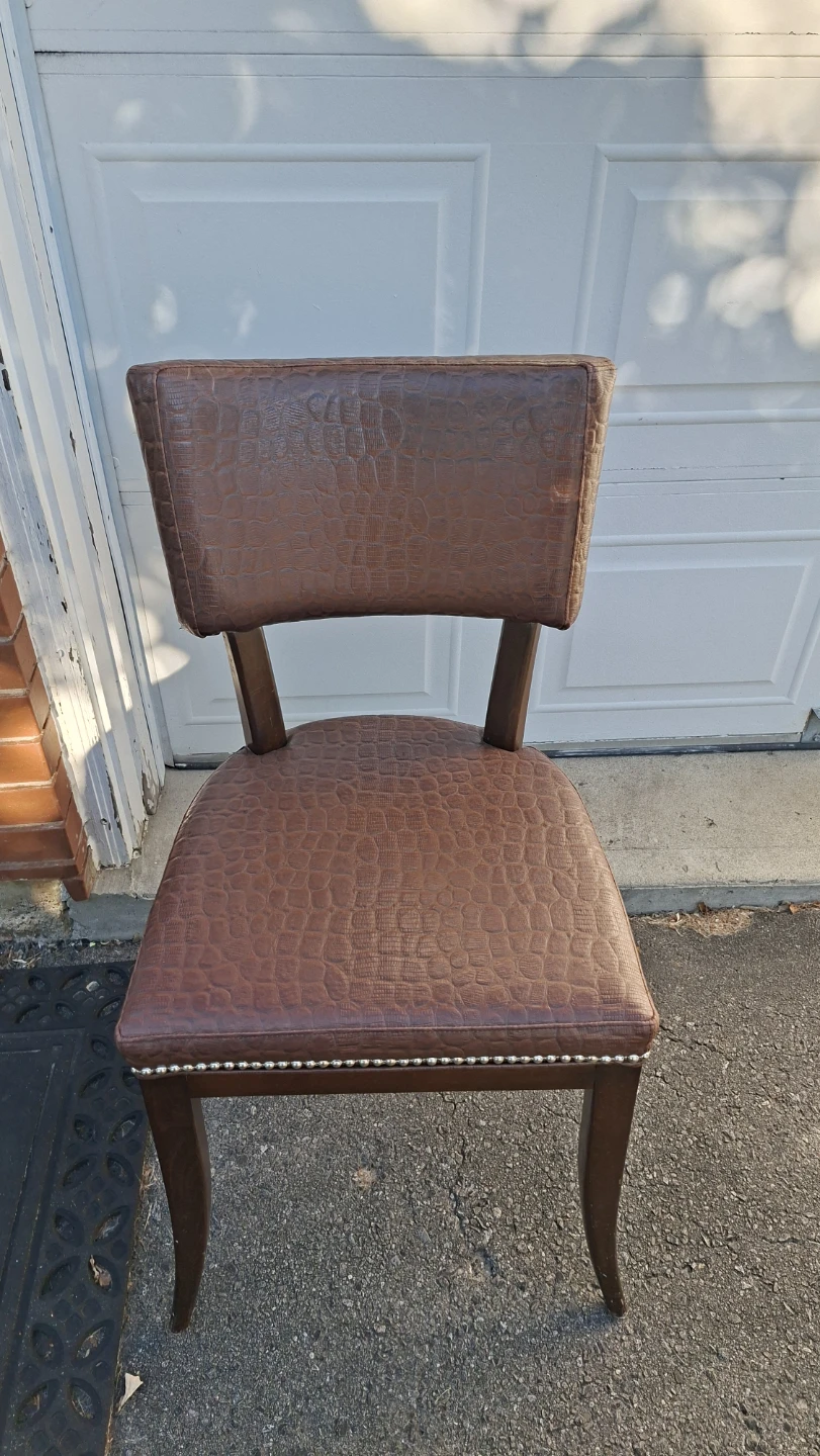Brown Faux Croc Accent Chair with Studding