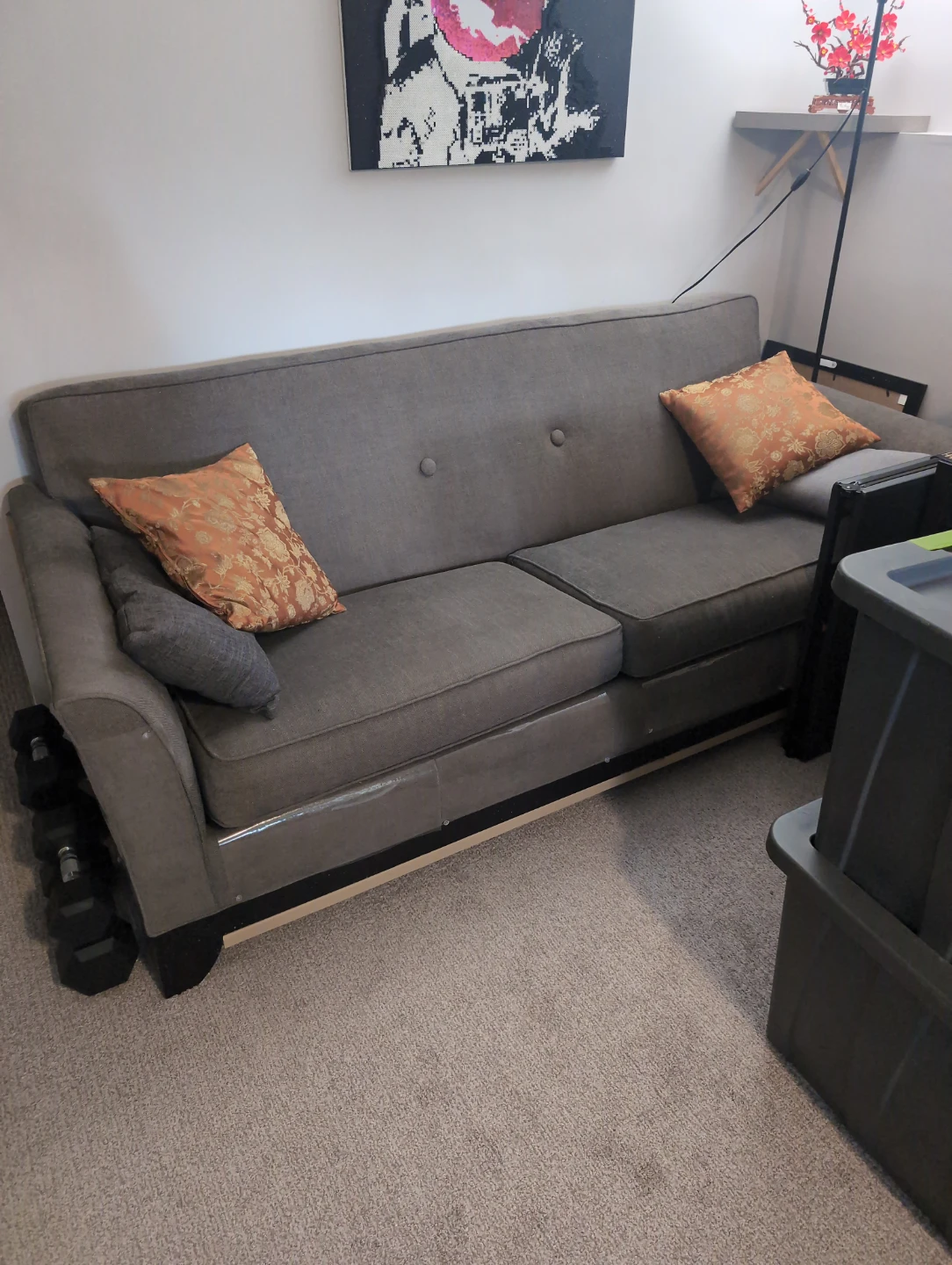 Grey Sofa with Accent Pillows - photo 2