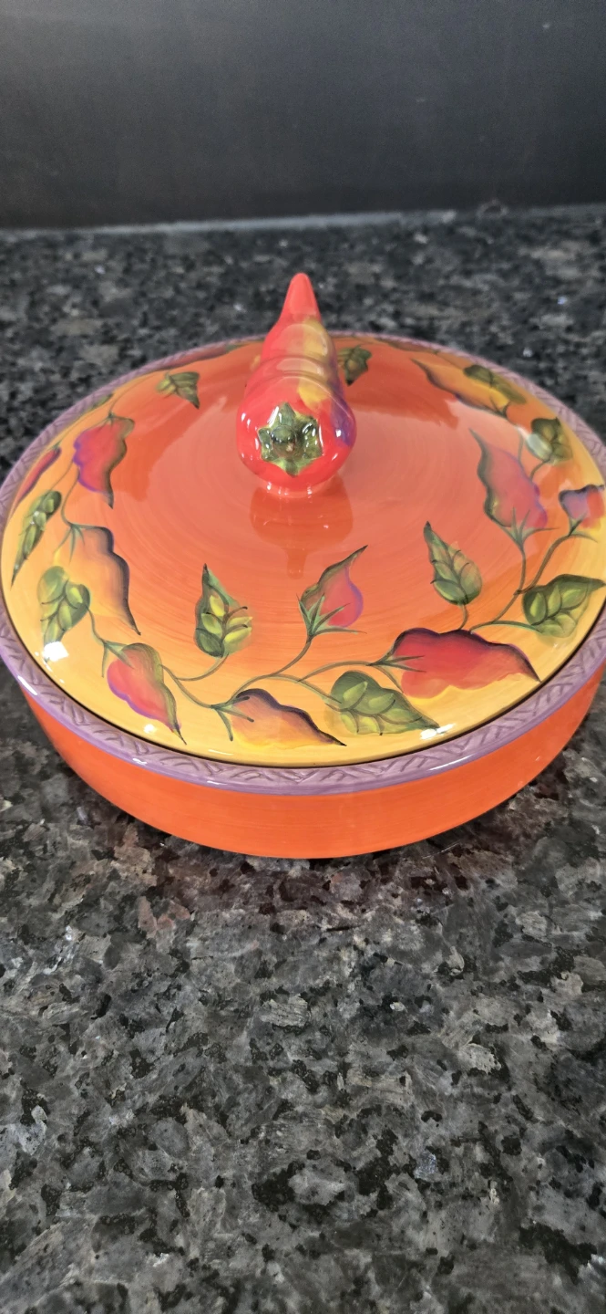 Hand-Painted Chili Pepper Serving Dish