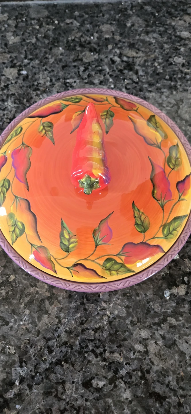 Hand-Painted Chili Pepper Serving Dish - photo 2
