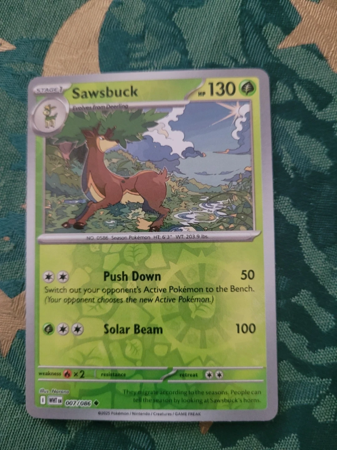 Pokemon Sawsbuck Reverse Holo Trading Card ⚽