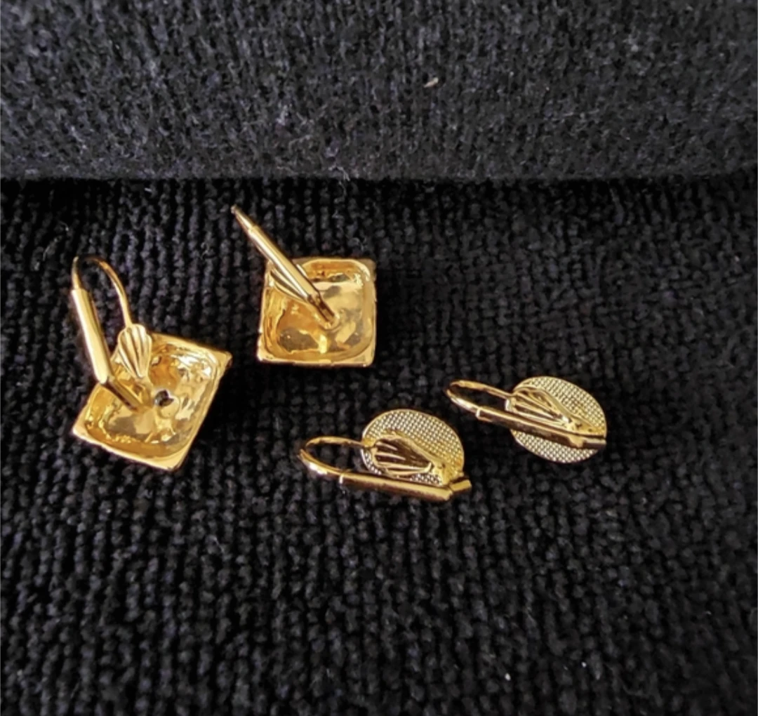 Vintage Gold Tone Earrings with Clear Stones - photo 2
