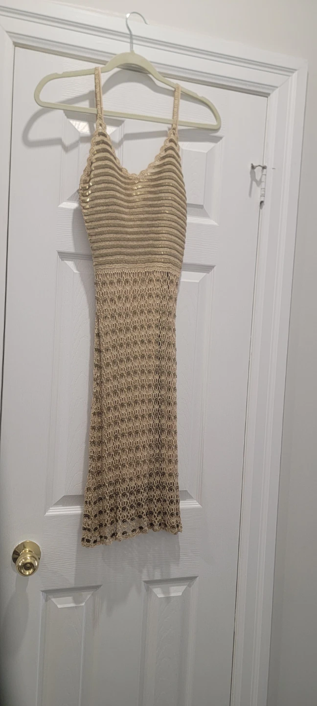 Beige Crochet Tank Dress