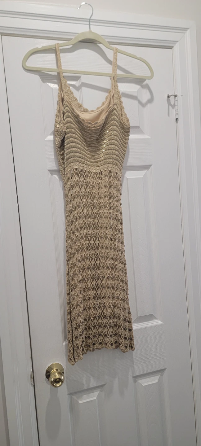 Beige Crochet Tank Dress - photo 2
