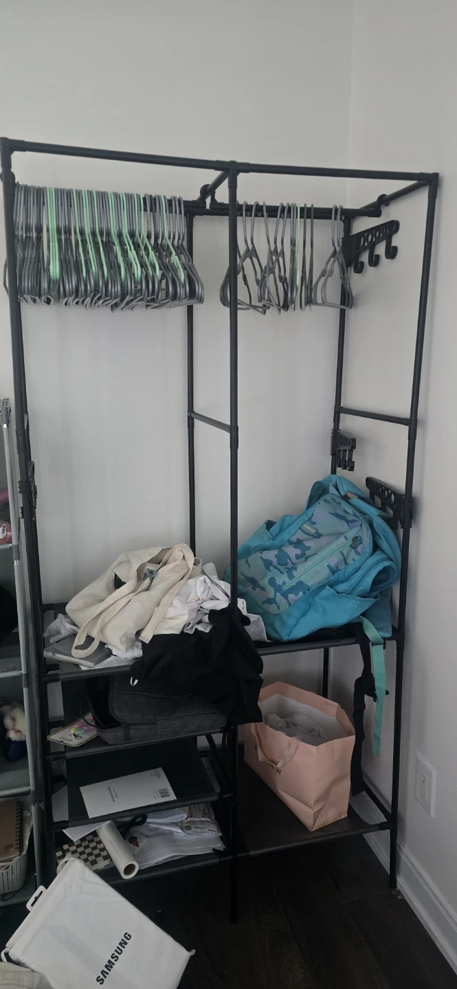 Portable Clothes Rack with Shelves