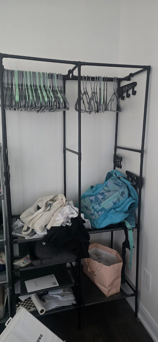 Portable Clothes Rack with Shelves - photo 3